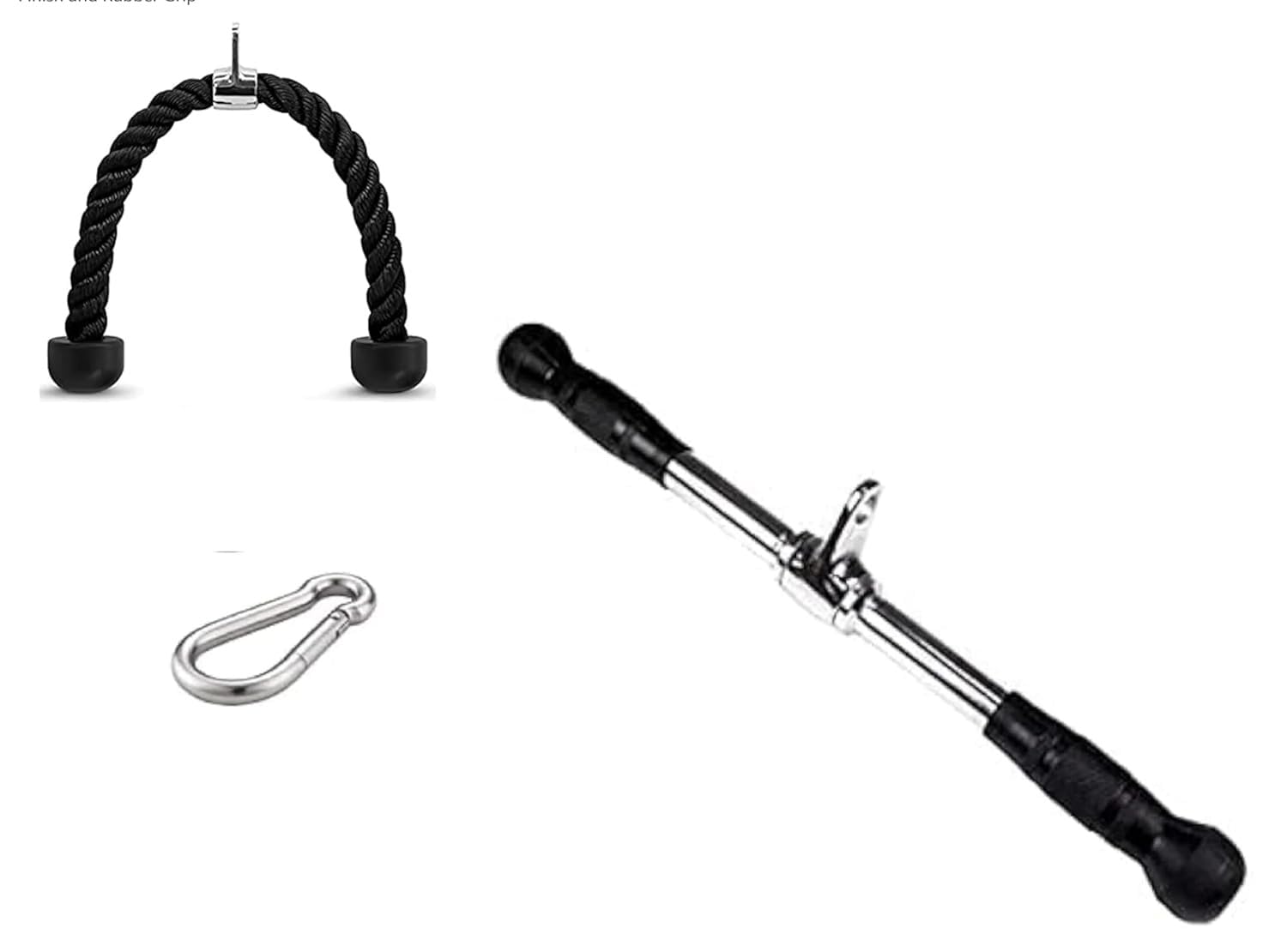 Fitness Gali Tricep Rope & Straight Bar Cable Attachment Combo for Gym – Heavy Duty Pulley System Handle with Carabiner Clip for Home Gym, LAT Pulldown, Bicep & Strength Training-image-11