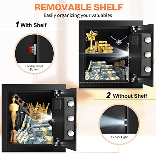 2.0 Cubic Fireproof Safe With Digital Keypad Key, Anti-Theft Safes Fireproof Waterproof With Fireproof Document Bag, Security Home Safe Box For Pistol Money Medicine Important Documents #TOP3