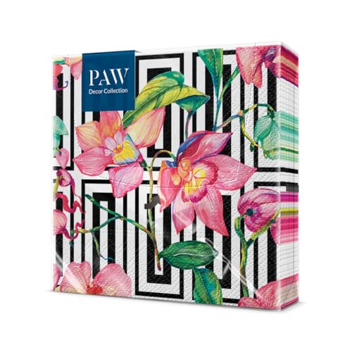 PAW - Serviette Papier 3 Plis (33 x 33 cm) I Lot de 20 I Parfait pour les Anniversaires, les Partys, les Mariages, la Kommunion et les Célébrations I...