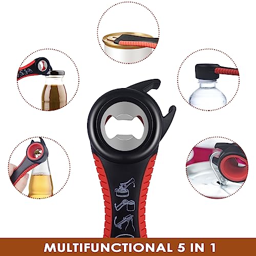 Miniatura 3 de Fousenuk Abrelatas Profesional Manual, 2 Piezas Abridor De Tarros, Latas, Botellas 5 En 1 Y 4 En 1 Multifunción Para Ancianos Y Manos Débiles Y Sufridores De Artritis
