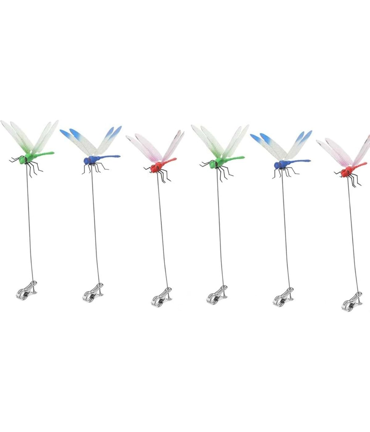 QYMDRION Fake Dragonfly Clip，Outdoor Fake Dragonfly Rod，Natural & Organic Concept Deer and Horse Fly Deterrent, Unit to Keep Away Horse Fly, Dragonfly for Outdoors 3D Dragonfly Garden Decor(6pcs)