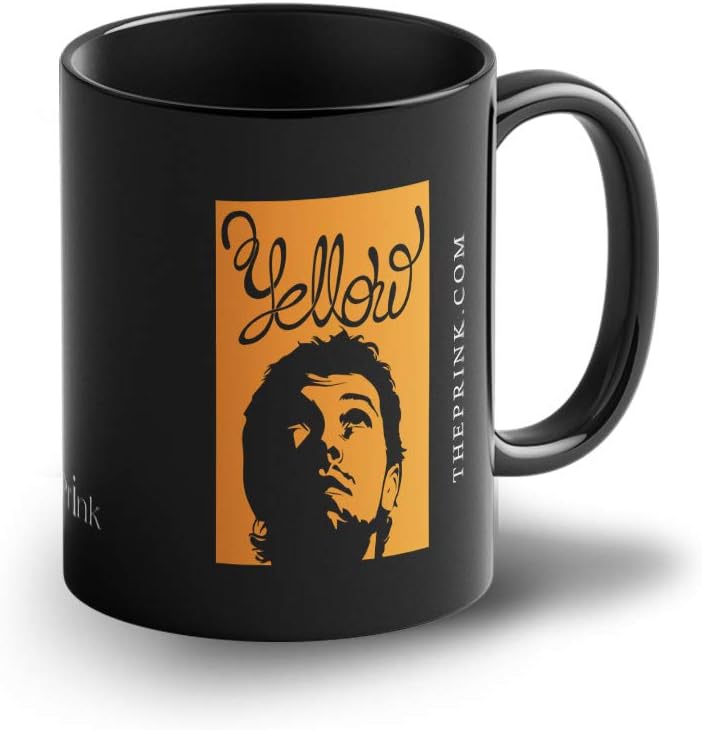 Prink Coldplay Yellow Song Black Coffee Mug | Rock Band Coffee Mug | Coffee Mug for Coldplay Fans | Coldplay Yellow Song Printed Coffee Mugs | 330ml, Microwave & Dishwasher Safe