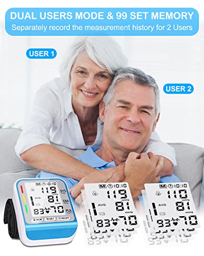 Aleshon Wrist Blood Pressure Monitor With Adjustable Wrist Cuff, 3-Color Indicator, Dual 198 Reading Memory Voice, Large Lcd Display Digital Bp Machine For Home Use #TOP3