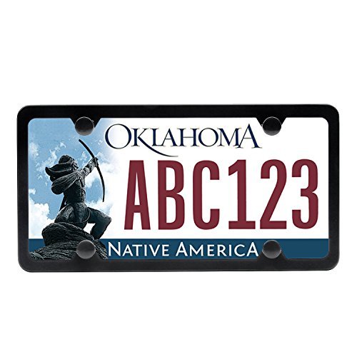 Ohuhu Black License Plate Frames, 4 Hole Matte Aluminum 2 Pcs Slim License Plate Frame With Screws Caps (Black) #TOP1