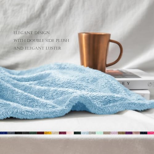 Image of Exclusivo Mezcla Plush Fuzzy Fleece Bed Blanket King Size, Super Soft, Fluffy and Warm Blankets for Couch, Bed, All Season (Light Blue, 90x104 Inches)