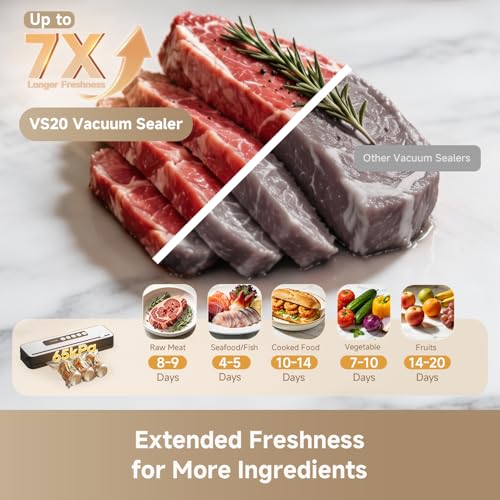 DREAME VS20 Food Vacuum Sealer, 65kPa Compact Sealer, 5 Modes with Cutter - image 3