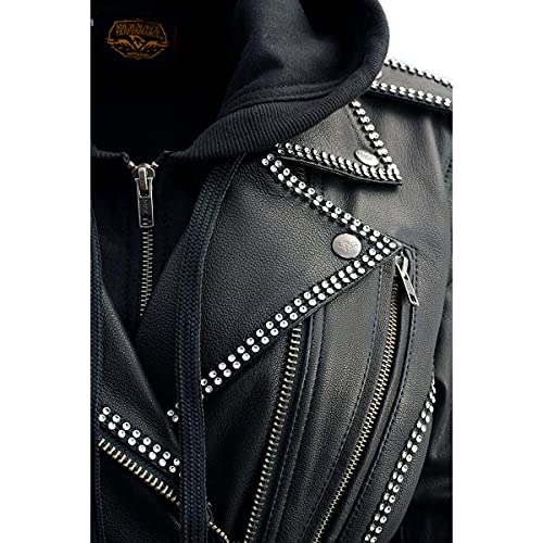 Image of Milwaukee Leather Women's Premium Leather Motorcycle Riding Jacket With Removable Hoodie Liner