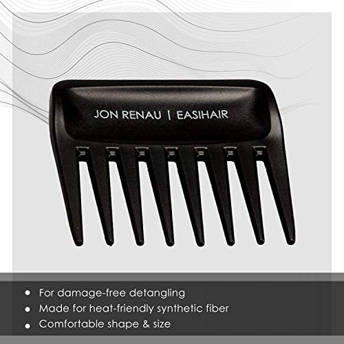 Jon Renau Wide Tooth Comb - Detangling Comb For Synthetic, Hd Fiber & Human Hair (3-Pack) #TOP1