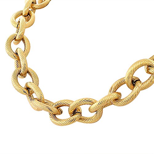 Edforce Stainless Steel Yellow Gold-Tone Chunky Large Chain Necklace Bracelet Set #TOP1