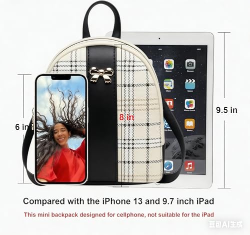 Image of NUWA Plaid Mini Backpack Purse - Cute Bow Lightweight 2-in-1 Crossbody Bag, Cell Phone Wallet Pouch, Ideal Gift for Women & Teen Girls, Everyday Casual Use (Black2)