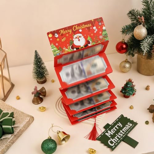 Vmoomax Weihnachts-Geldhalter mit Umschlägen, 3 Stück Weihnachtsgeld- oder Geschenkkartenhalter mit 10 Fächern, Weihnachtsmann-Überraschung, Geldgeschenkbox für Urlaub, Geburtstag und Party
