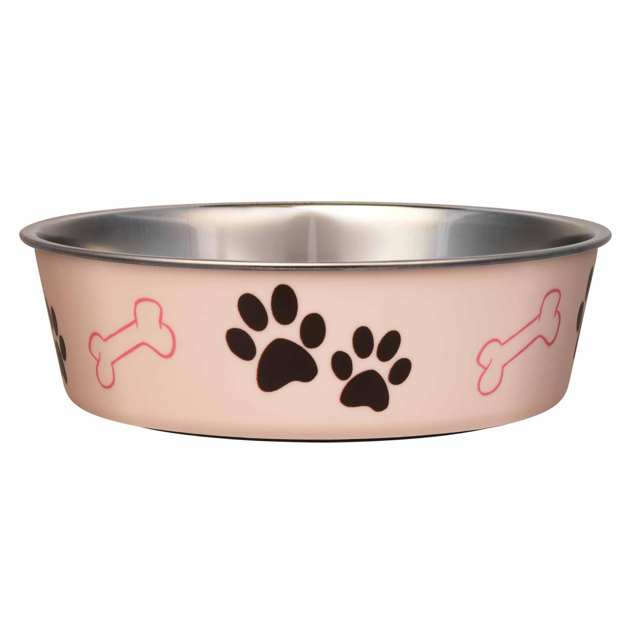 Loving Pets - Bella Bowls - Dog Food Water Bowl No Tip Stainless Steel Pet Bowl No Skid Spill Proof (Large, Paparazzi Pink)