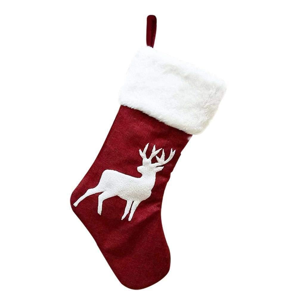 DieffematicSDW Świąteczna skarpeta Christmas pończochy 18-calowy poroże, płatek śniegu z len i klasyczne duże skarpetki. (Color : Style 2)