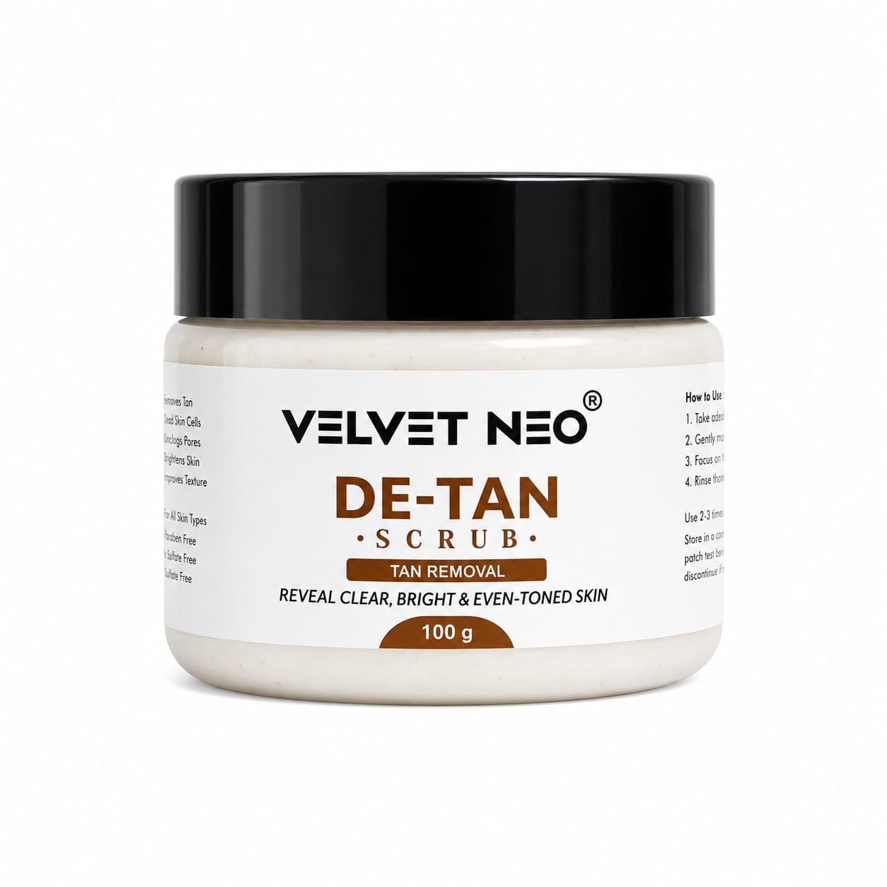 De-Tan Face & Body Scrub 100g | Tan Removal Scrub for Sun Tan, Dead Skin & Dirt | Exfoliating Scrub for Brighter, Smoother & Even-Toned Skin | For Men & Women | All Skin Types-image-46