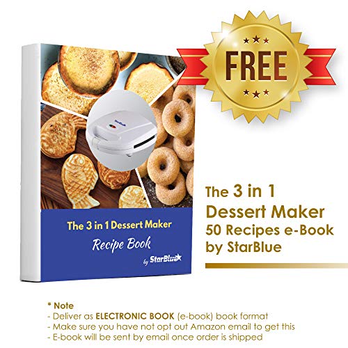 Mini-Donuts Maker, Mini-Pie and Quiche Maker, Taiyaki Maker – NEW 3 in 1 Three Slices Detachable Dessert Maker by StarBlue – White AC 110-120V 50/60Hz 700-800W by StarBlue - Image 6