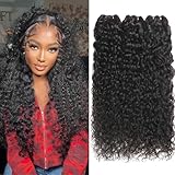 Beauty Queen 3 Bundles Human Hair Water Wave 20 22 24 Inch 100% Unprocessed 16A Brazilian Virgin Remy Weave Human Hair Double Weft Natural Black