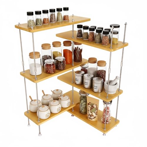 VINIUSIKI 6 Tier DIY Adjustable L-Shaped Countertop Shelf Organizer, Kitchen