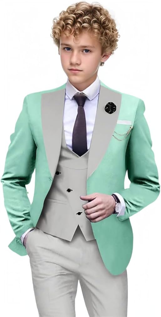 Boys 3 Piece Slim Fit Blazer Modern Tuxedo Boys Tuxedo Party Prom Wedding Complete Outfit