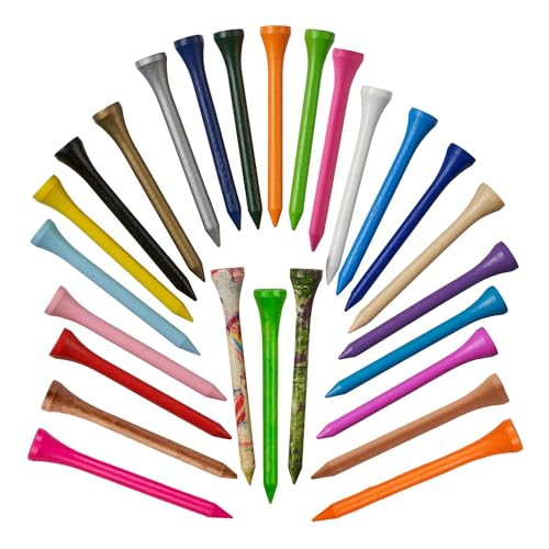 TH Golf 70mm 2 3/4 Mixed Colour Bamboo Golf Tees Tee Pegs Biodegradable Pack of 100