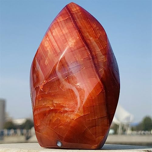 Agate rouge flamme en cristal de forme libre, décoration haut de gamme