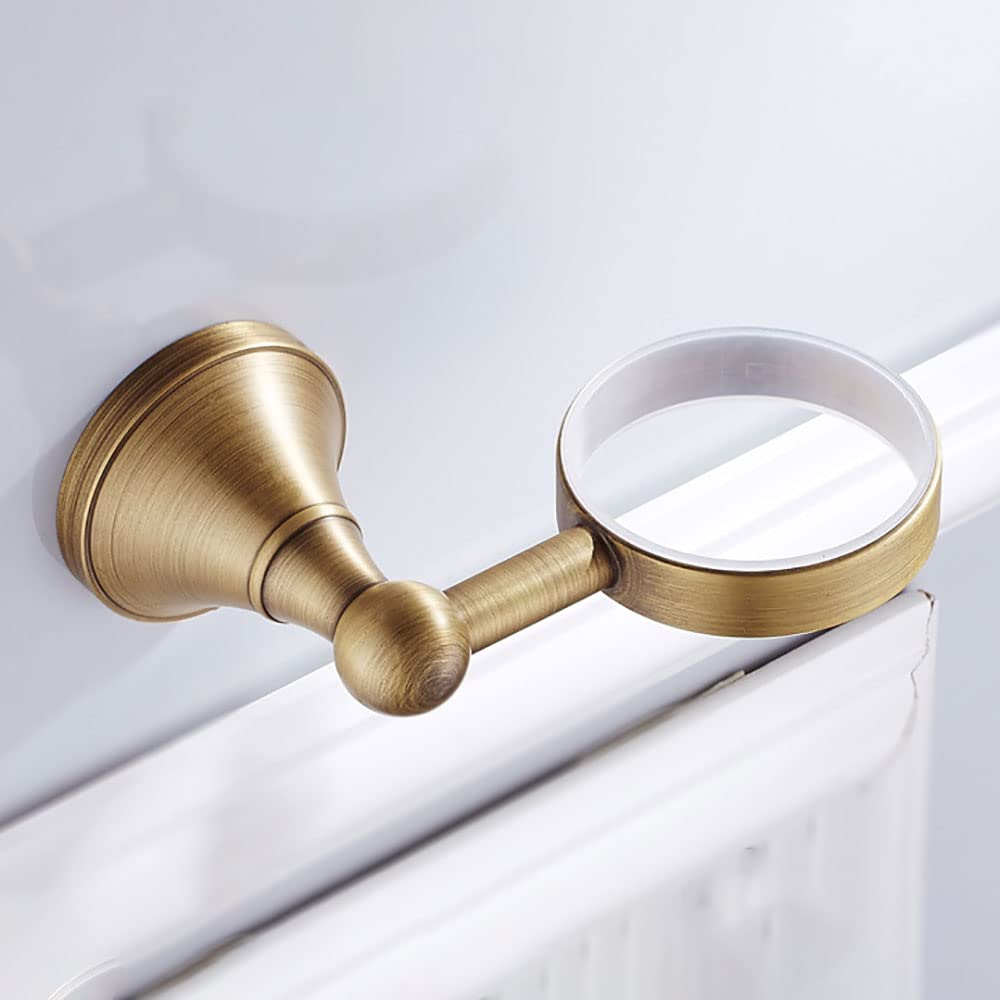Porta spazzolino da denti a parete, Tazza in ceramica da parete con organizer for dentifricio e rasoio, in ottone bronzato