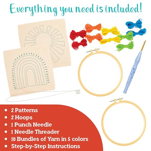 Image of MindWare Make Your Own Punch Needling Kit - All Inclusive Punch Needle Kit for Beginners Ages 8+