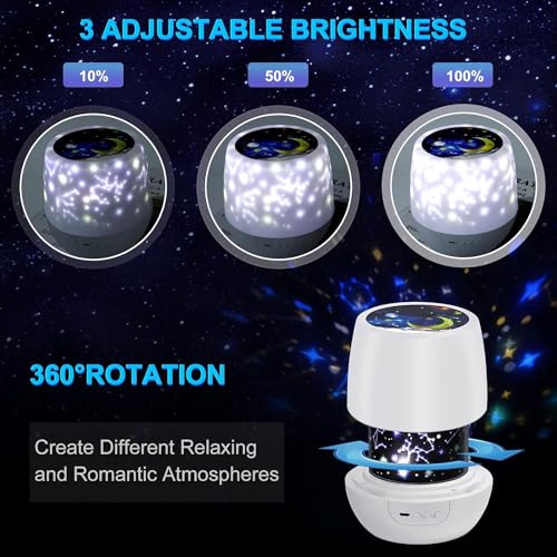 Image of Flexi Madhav Night Light for Bedroom, 7 Film Gradual Rotating LED Projection Night Lamp Projector for Bedroom Light Decor, Table Lamp for Home, (Night Lamp)