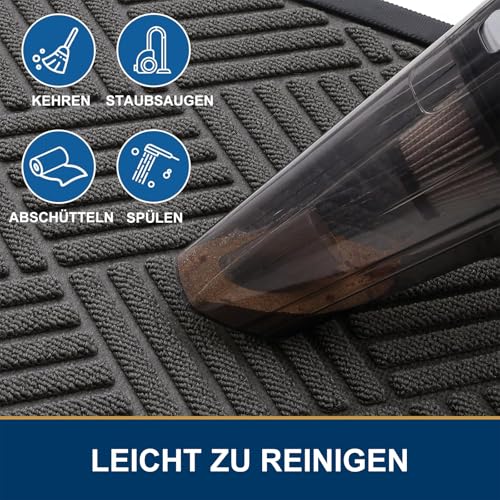 Diaxilu Fußmatte Außen 80 x 120 cm, Silikon Schmutzfangmatte für Außen & Innen - rutschfest, Staubdicht und Waschbar, Türmatte Außen Wetterfest für Haustür, Eingang, Balkon - Dunkelgrau