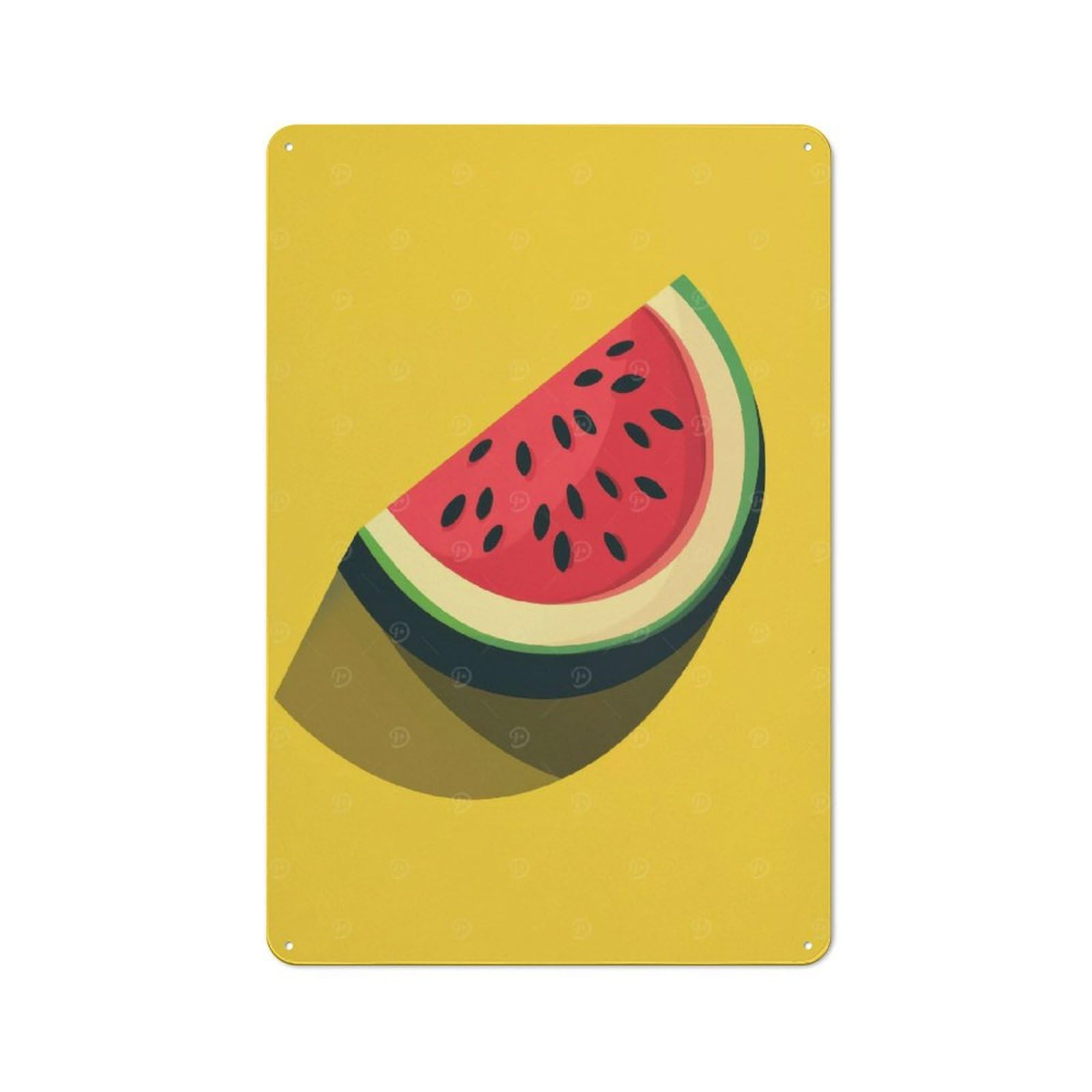 Nostalgic Watermelon Slice Illustration Decorative Tin Plaque 30x20cm, Classic Pub Decor for Diner, Restaurant, Shed Or Kitchen