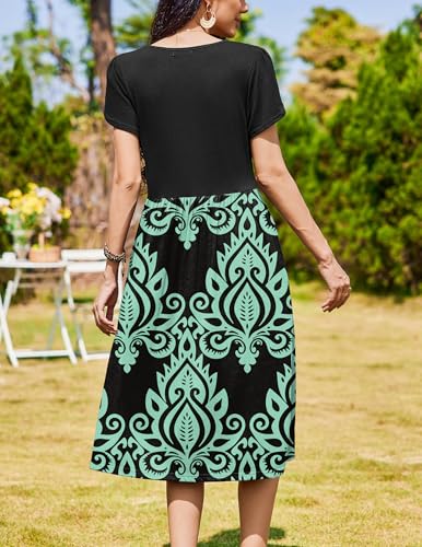 Image of Zeagoo Womens Summer Dresses Casual Aline Midi Dress Short Sleeve Floral Tshirt Dress Flowy Beach Sundresses with Pockets