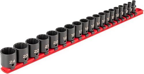 Miniatura 1 de TEKTON SID91114 - Juego de llaves de impacto de 12 puntos, 19 piezas (0.236-0.945in) - Rieles