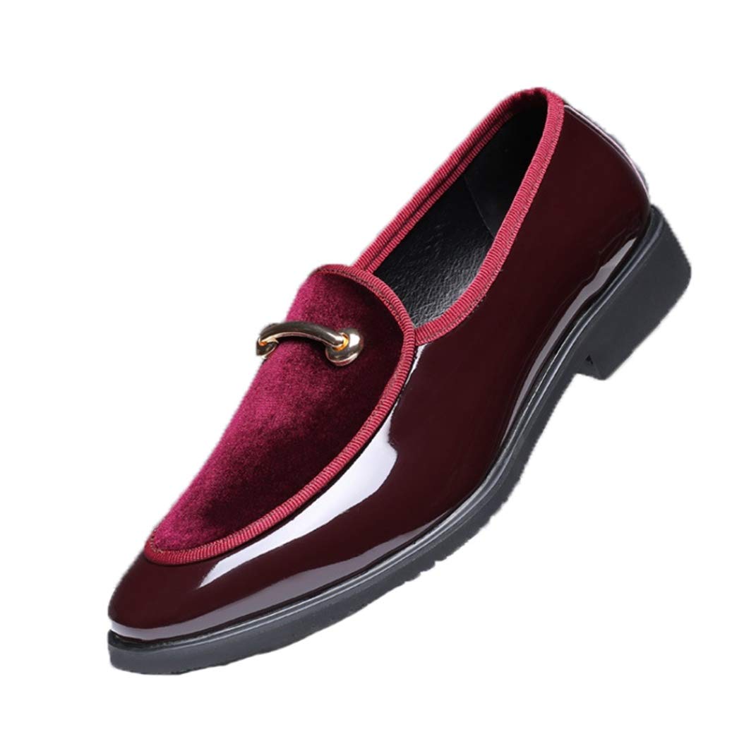 Scarpe da Uomo per la Festa Nuziale Slip on Mocassini in Pelle Verniciata Casual Punta a Punta Business Work Oxfords