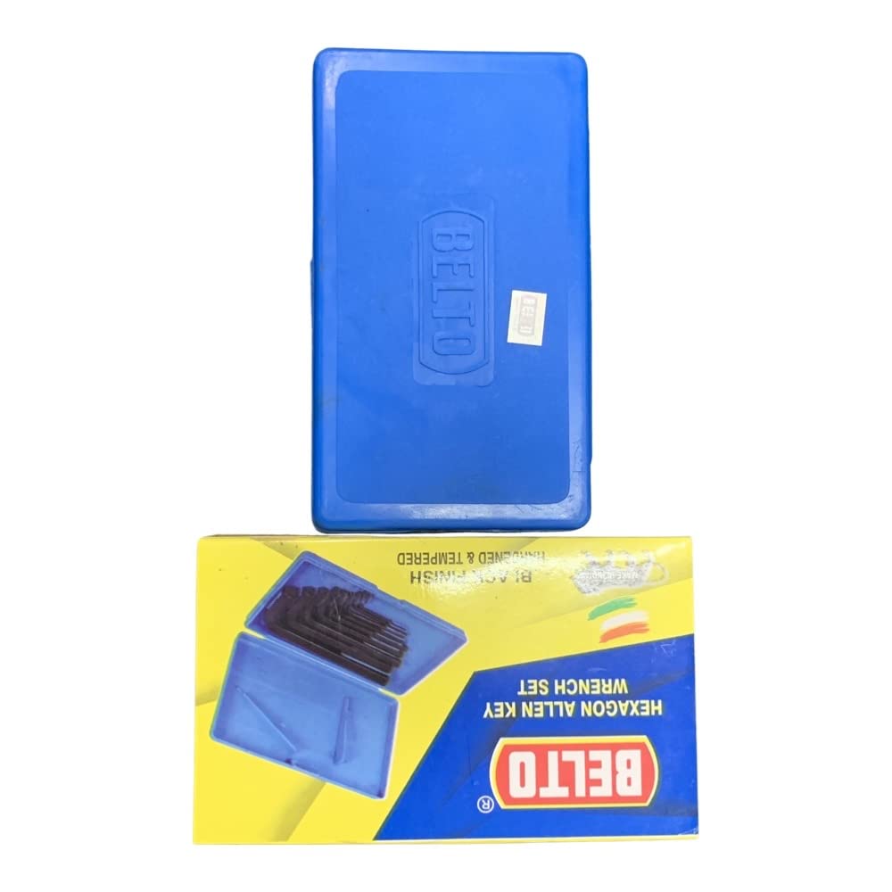 Belto Allen Key Full Set Box Kit Tools Pana Wrench Hex Key 1.5 mm - 10mm, Black Finish. Hardened and Tempered.