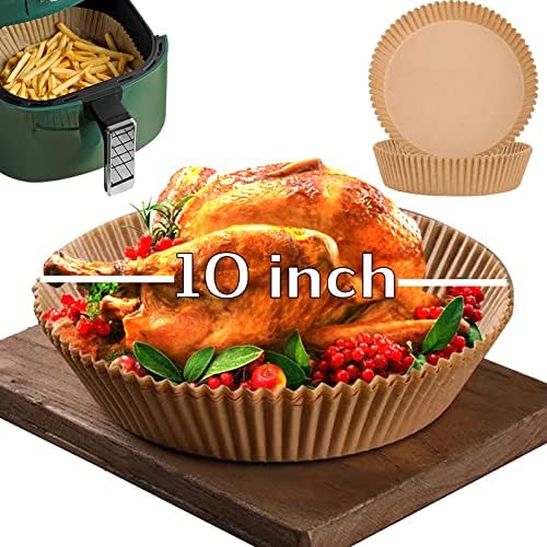 Mutvle 10 Inch Air Fryer Disposable Paper Liner Round, XXL Size, 100 Pcs, Non-stick, Food Grade Baking Paper