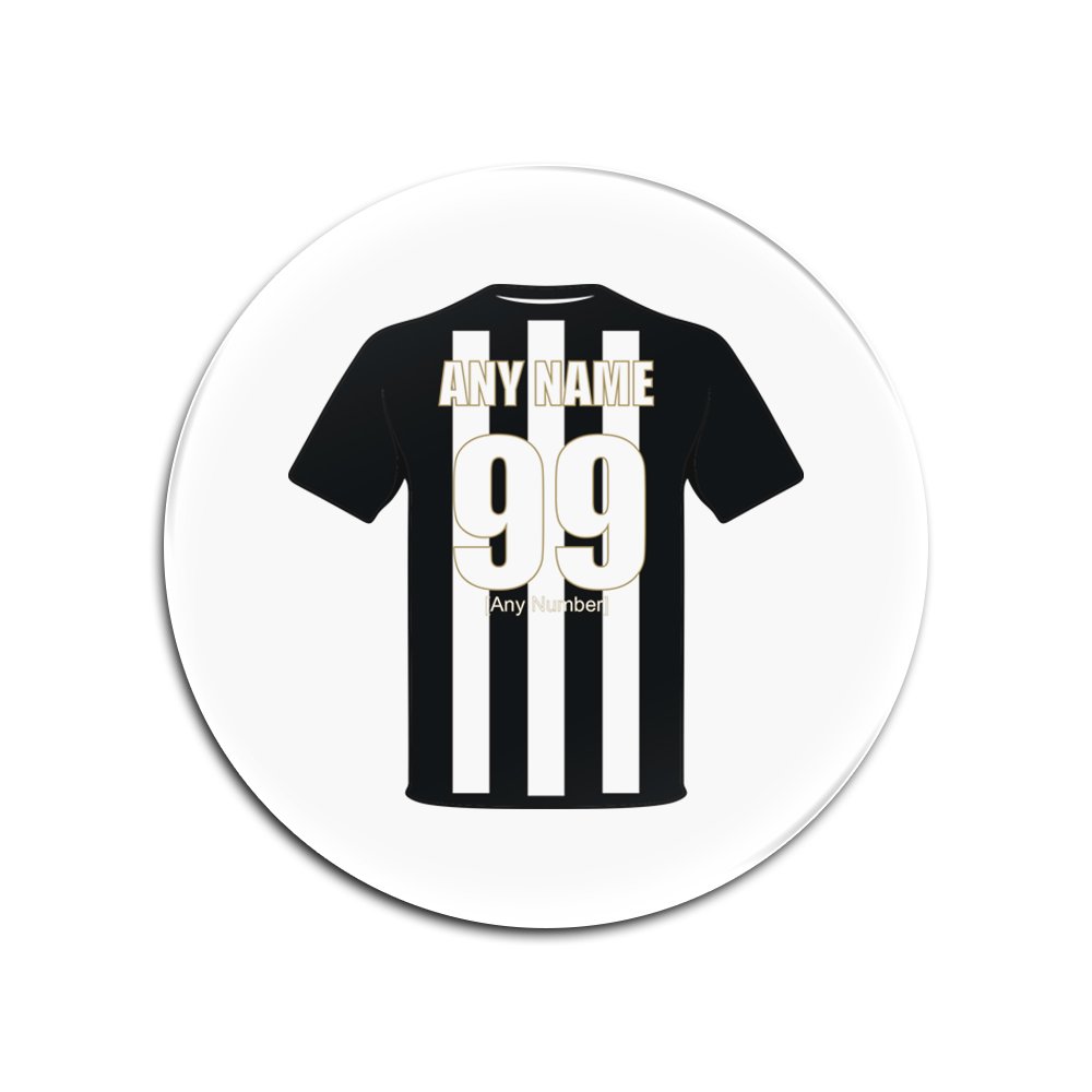 Unigift White Personalised Gift - Notts County Round Glass Coaster (Football Club Design Theme, Colour Options) - Any Name/Message On Your Unique Mat Pad - The Magpies