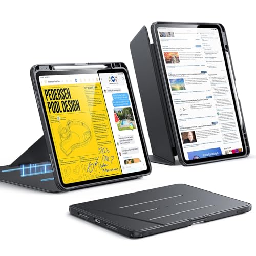 ESR für iPad Pro 13 Zoll Hülle (M5/M4) 2025/2024 Vertikaler Ständer Multi-Winkel Ultra-stabile Hülle für iPad Pro 13 mit Stifthalter Flip-Serie Schwarz