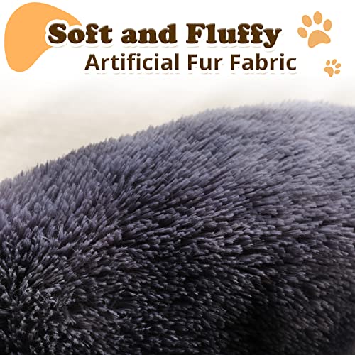 Jollyvogue Cat Bed & Anti-Anxiety Donut Dog Bed, Soft And Washable Calming Cat Bed For Small Cats, Fluffy Faux Fur Plush Cat Bed With Slip-Resistant Bottom（Tie-Dye Dark Grey, Small, Up To 20 Lbs） #TOP3
