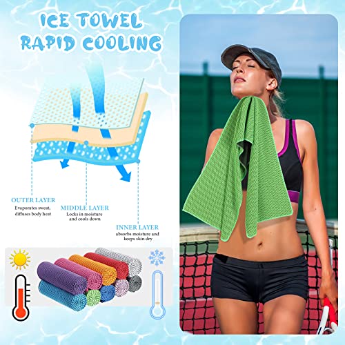 Hosuly 20 Pcs Cooling Towel 47 X 12 Inch Ice Towel For Neck, Microfiber Cool Towel, Breathable Soft Chilly Towel For Yoga, Sports, Golf, Gym, Camping, Running, Fitness, Workout (Multicolor) #TOP3