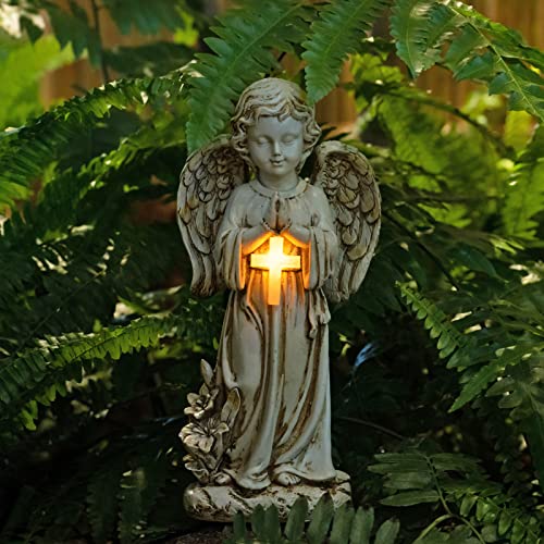 Rezpuao Angel Statue For Garden,Solar Angel For Cemetery Decorations,Garden Memorial Angel,Resin Praying Angel Figurine For Patio Lawn Yard Porch Decorations,12.12Inch… #TOP5