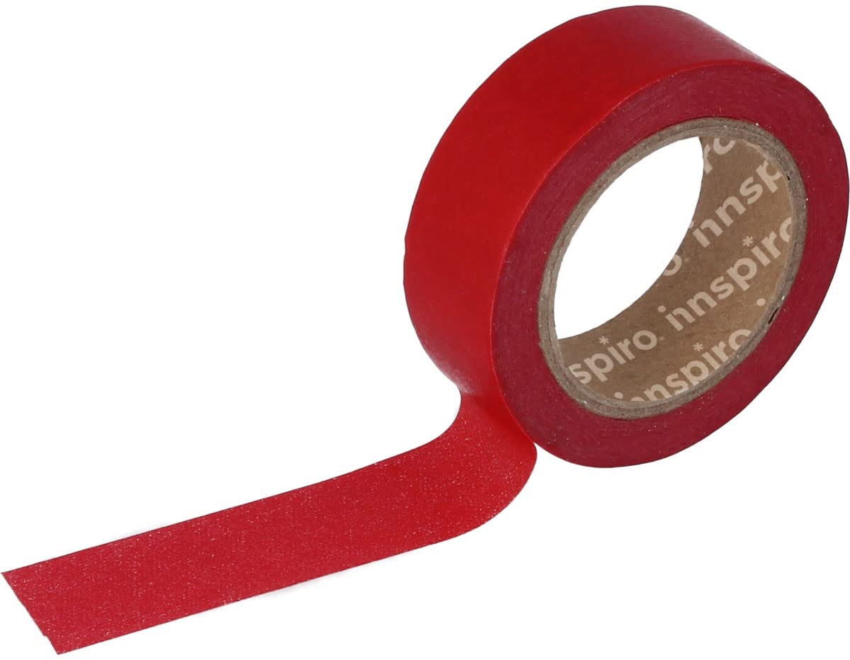 INNSPIRO Masking Tape Washi Tape Red 15 mm.x10 m. Basic Plain Series