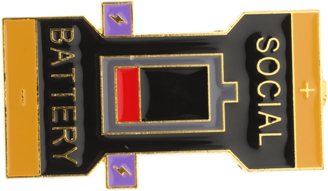 LIFKOME Social Battery Symbol Brooch Decorative Mood Pin for Clothing Scarves Hats Unique Fashion Accessory for Women and Girls Eye-catching Design