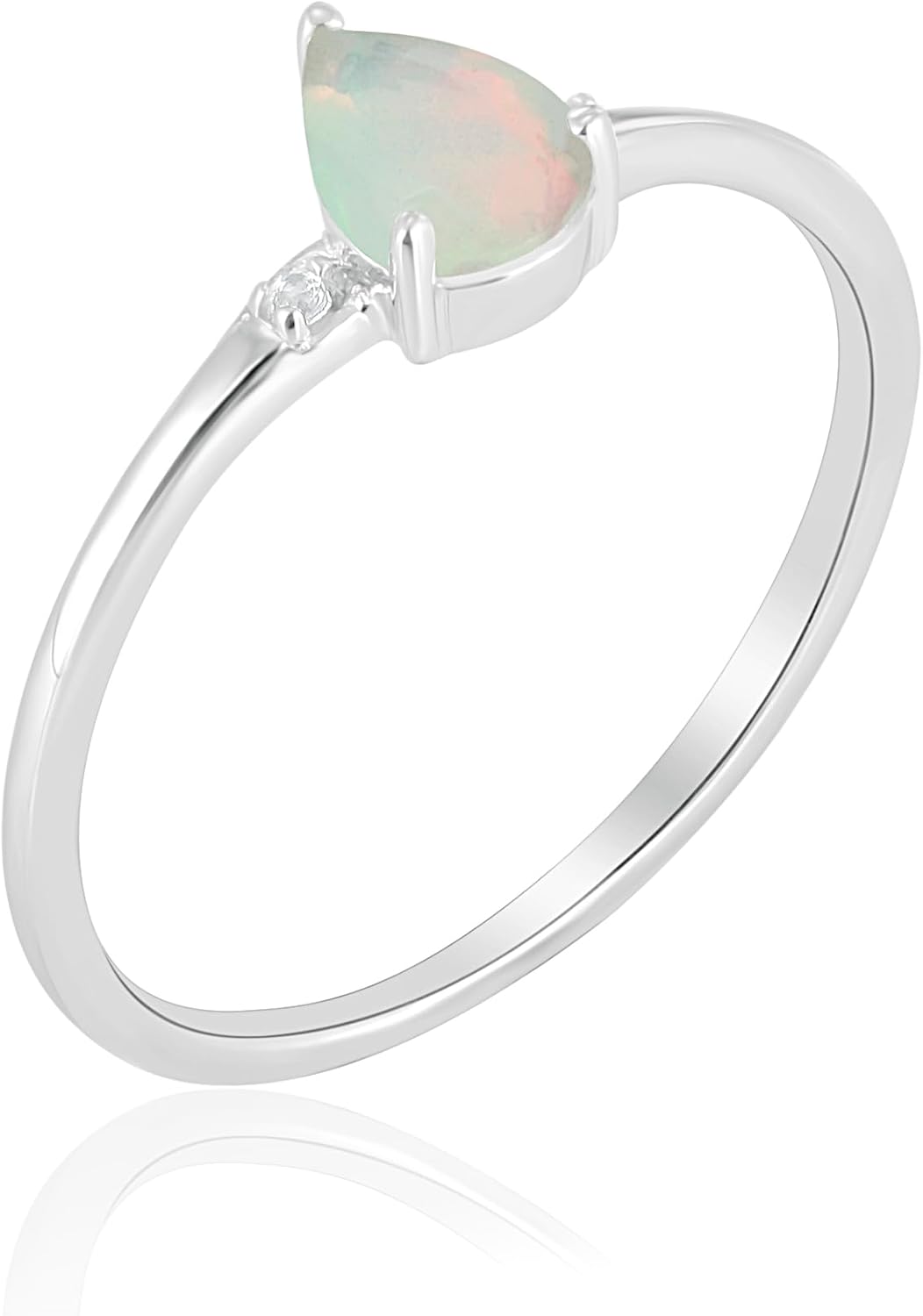 Dew Sterling Silver Genuine Gemstone Stackable Pear Ring, Sizes 6-8