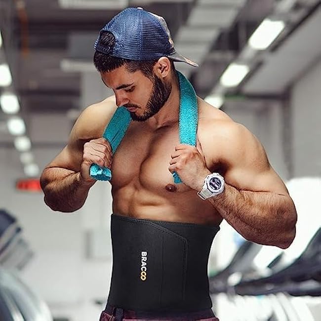 Bracoo Waist Trimmer Wrap,Sweat Sauna Slim Belly Belt for Men & Women-Abdominal Waist Trainer,Increased Core Stability, SE22