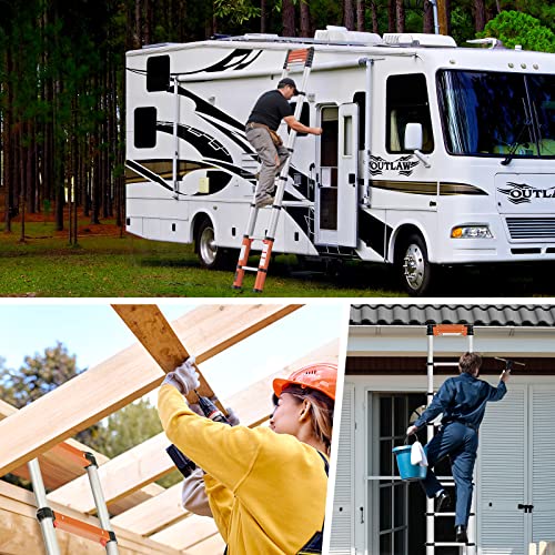 Luisladders Telescoping Ladder Multi-Use Telescopic Extension Ladder One-Button Retraction Anti-Pinch And Anti-Slip 330 Lb Capacity (12.46 Feet) #TOP5