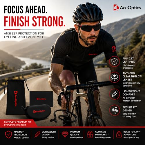 Image of Safety Glasses - ANSI Z87 Certified, 5X Anti-Fog ClearShield Lenses with Premium Hard Case & Accessory Bundle