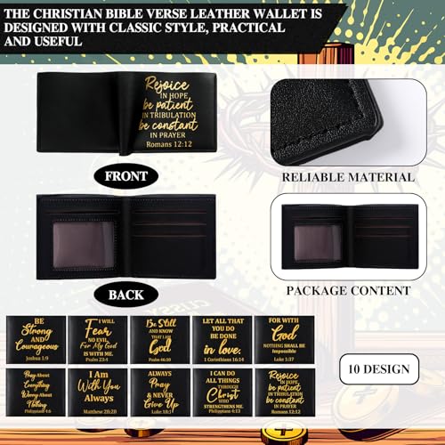 Image of Sadnyy 10 Pcs Black Christian Gifts PU Leather Wallet for Men