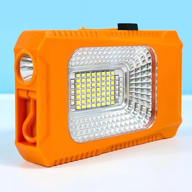 Solar Rechargeable Emergency Light | Torch | SOS | Flashlight | Hook | Magnet |Power Bank | Indoor & Outdoor | Camping | Blackout | C Type Smart Charging