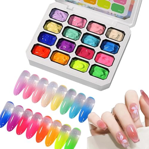 Esmalte Semipermanente Gel de Uñas 16 Colores, Kit Pintauñas Permanente de Alta Pigmentación para Manicura Principiantes, Paleta Decorar Creativa en Casa y Salón Regalo para Mujeres