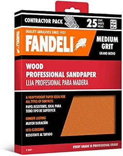 Fandeli 36011 Medium Grit Wood Sandpaper Sheets, 9" x 11", 25-Sheet
