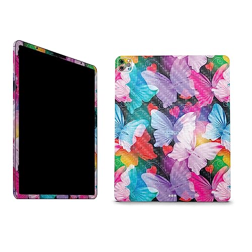 Image of MightySkins Carbon Fiber Skin Compatible with Apple iPad Pro 12.9 inch M2 6th Gen (2022) Full Wrap Kit - Prismatic Butterflies | Protective, Durable Textured Carbon Fiber Finish | Made in The USA